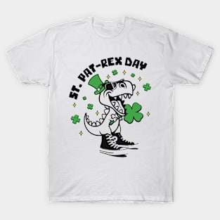 St Patrex Day Lucky Saurus Shamrock T-Shirt